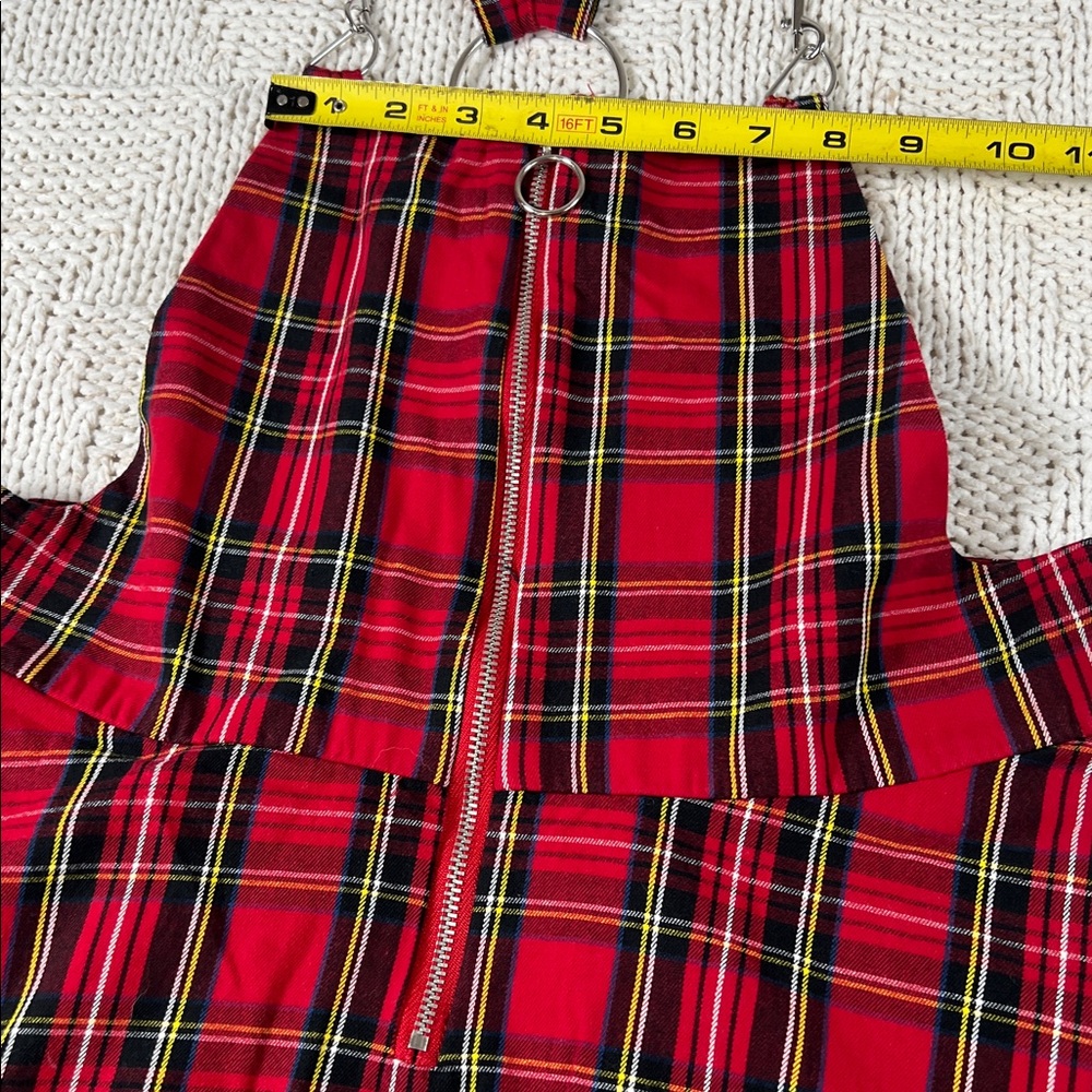 Hot Topic Red/Black Plaid O-Ring Skirtall Overall Zipper Dress - Picture 12 of 16
